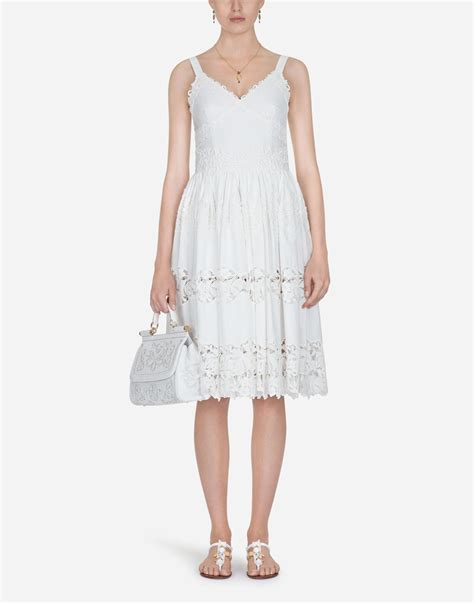 dolce gabbana white cotton lace empire dress